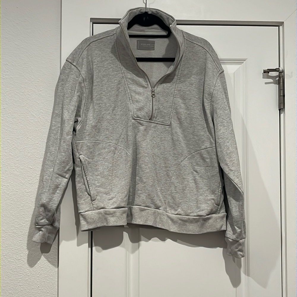 Everlane Light Gray Half-Zip Pullover Jacket